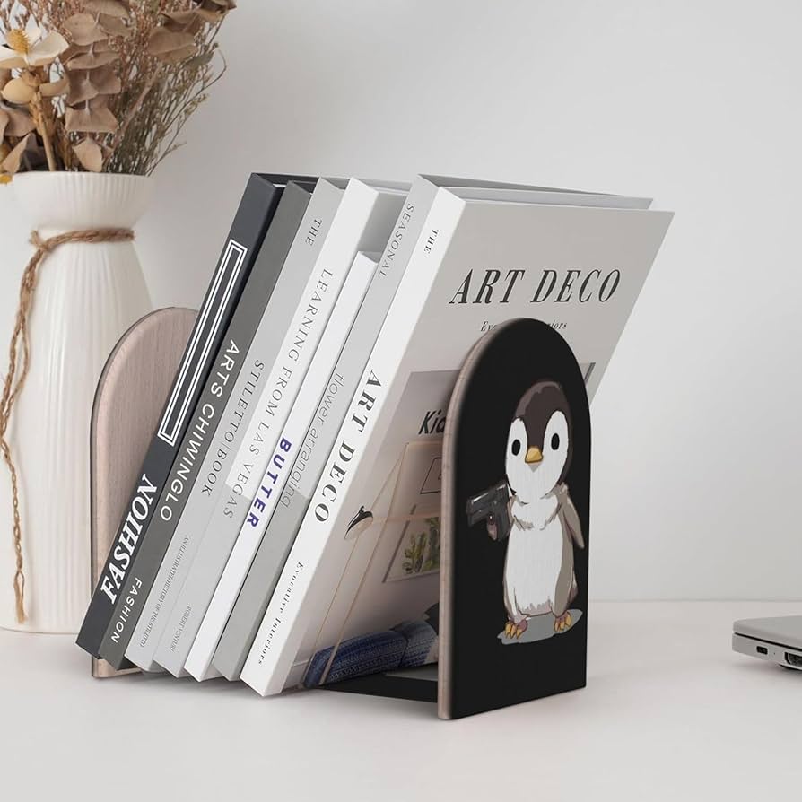 ペンギンブックスタンド Amazon.co.jp: ブックエンド 面白い ペンギン 本立て L型 2枚1組